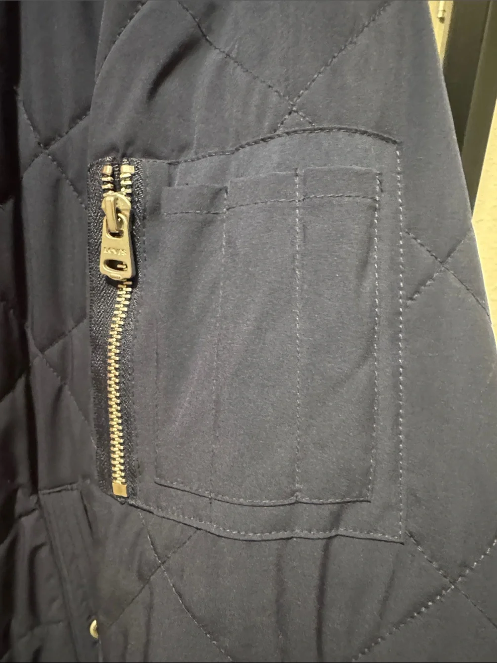 Levi's Navy Quilted Bomber Jacket with Orange Interior